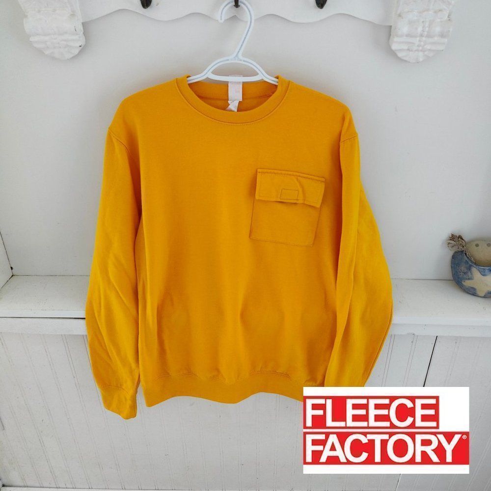 Yellow Fleece Sweater Women's Size Small, with front pocket Long Sleeve